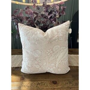 Oversized Square Reverse Embroidered Floral Pillow Orange or Cream -